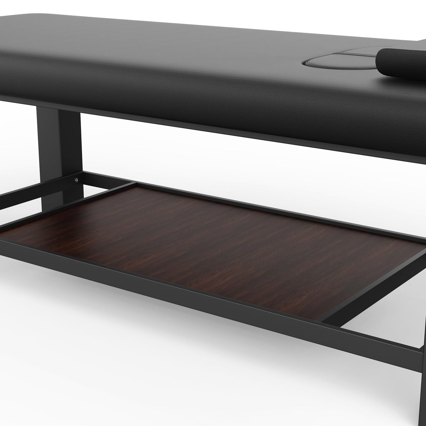 Ufurpie Professional Heavy-Duty Stationary Massage Table, Fixed Backrest Wide Exam Table, Metal Frame Treatment Bed for Spa Facial Salon Physical Therapy, Luxury PU Leather, Black, 31.5'' W × 75'' L