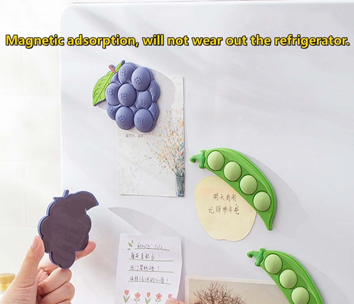 Fruit Magnetic Refrigerator Sticker, Creative Particle Magnetic Sticker, Blueberry, 2 Pcs