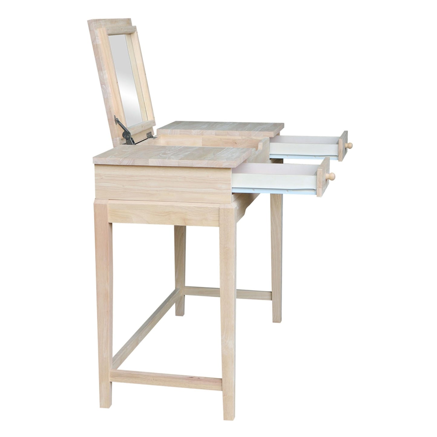 Solid Wood Vanity Table, Unfinished