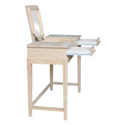 Solid Wood Vanity Table, Unfinished