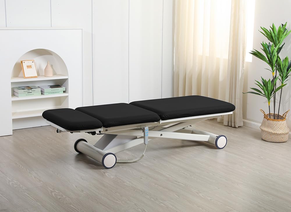 Demixson Power Physical Therapy Treatment Table, Medical Exam Table with Wheels (Black)