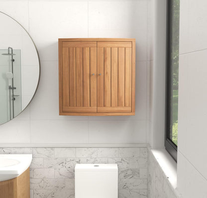 AquaTeak Manada Wall-Mounted Teak Storage Cabinet with Doors