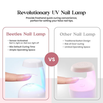 Beetles Gel Nail Extension Kit Almond Shape, Easy 9 in 1 Glue Uv Led Set Etch X Nail Tips Short Almond Half Matte Tips, Gift for Women & Girls, 504 pcs
