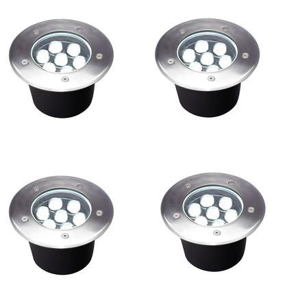 GOCuces 7W Outdoor in Ground Lights Wired,Diameter 6 inches,Line Voltage 110V 120V Well Lights,High Brightness White 6500K,Waterproof Landscape Lighting for Yard,Path,Walkway,Step,Pack of 4