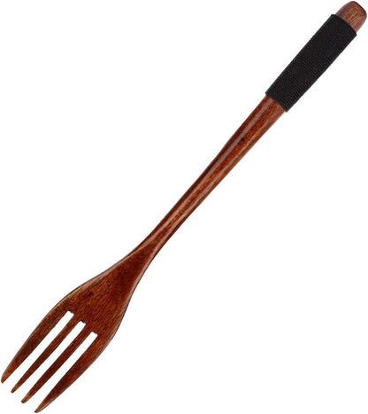 Wooden Spoon Fork, Long Handle Fork for Japanese Dinnerware, Camping Outdoor Kitchen Cooking