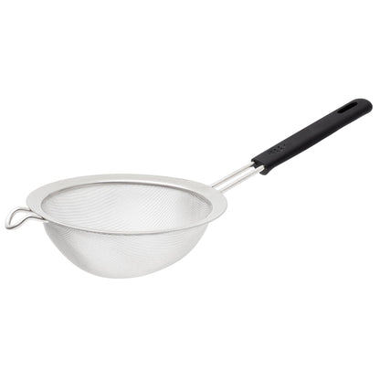 HIC Kitchen Fine Mesh Strainer With Support Handle, Stainless Steel And Silicone Handle, 7-Inch, For Sifting Baking Ingredients, Straining, And Draining Soups, Stocks, And Sauces