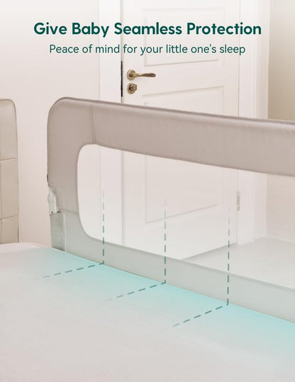 BABELIO Bed Rail for Toddlers, 59" Wide Swing Down & Adjustable Height Toddler Bed Rails for Kids/Elderly/Adults, Baby Side Railing for Twin/Full/Queen/King Size