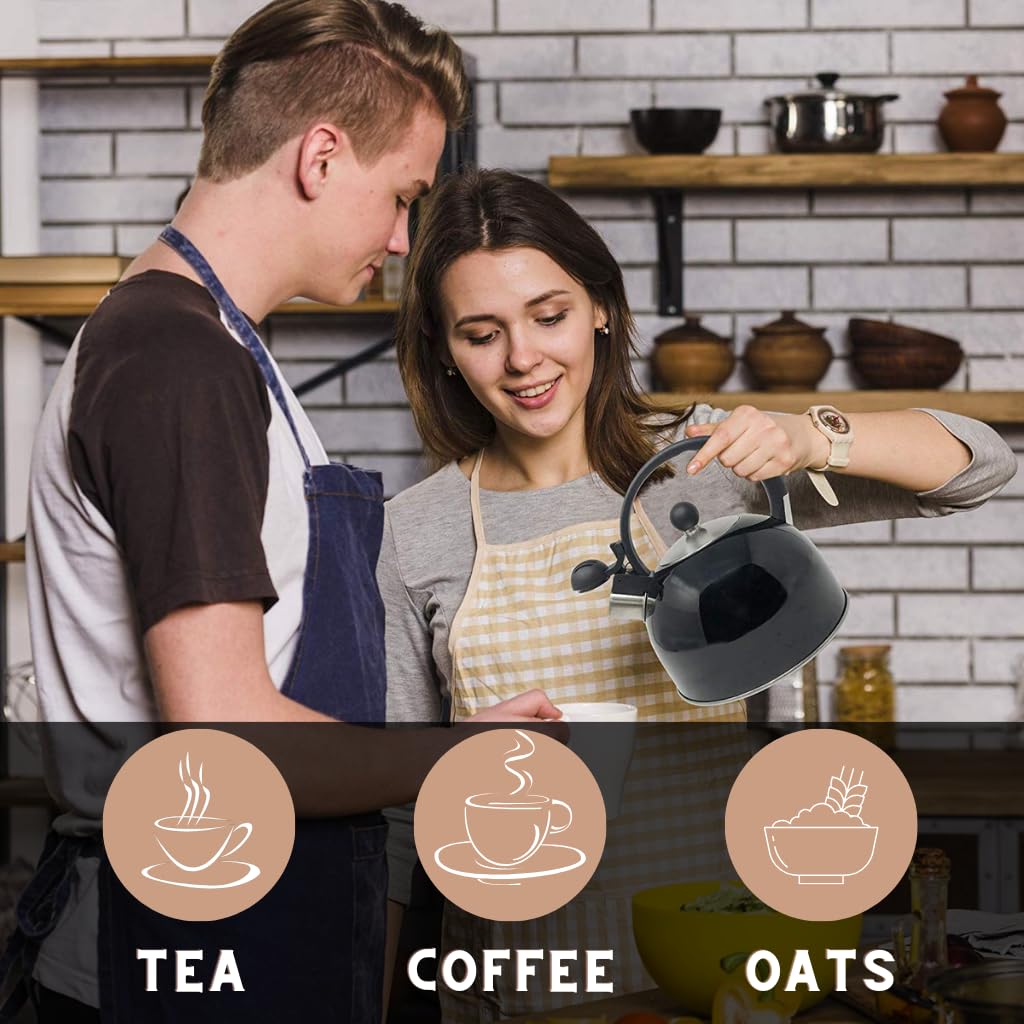 Venoly 2.5 Liter Whistling Tea Kettle - Modern Stainless Steel Whistling Tea Pot for Stovetop Hot Water Boiler with Cool Grip Ergonomic Handle (Wine Red, 2.5 Liter)