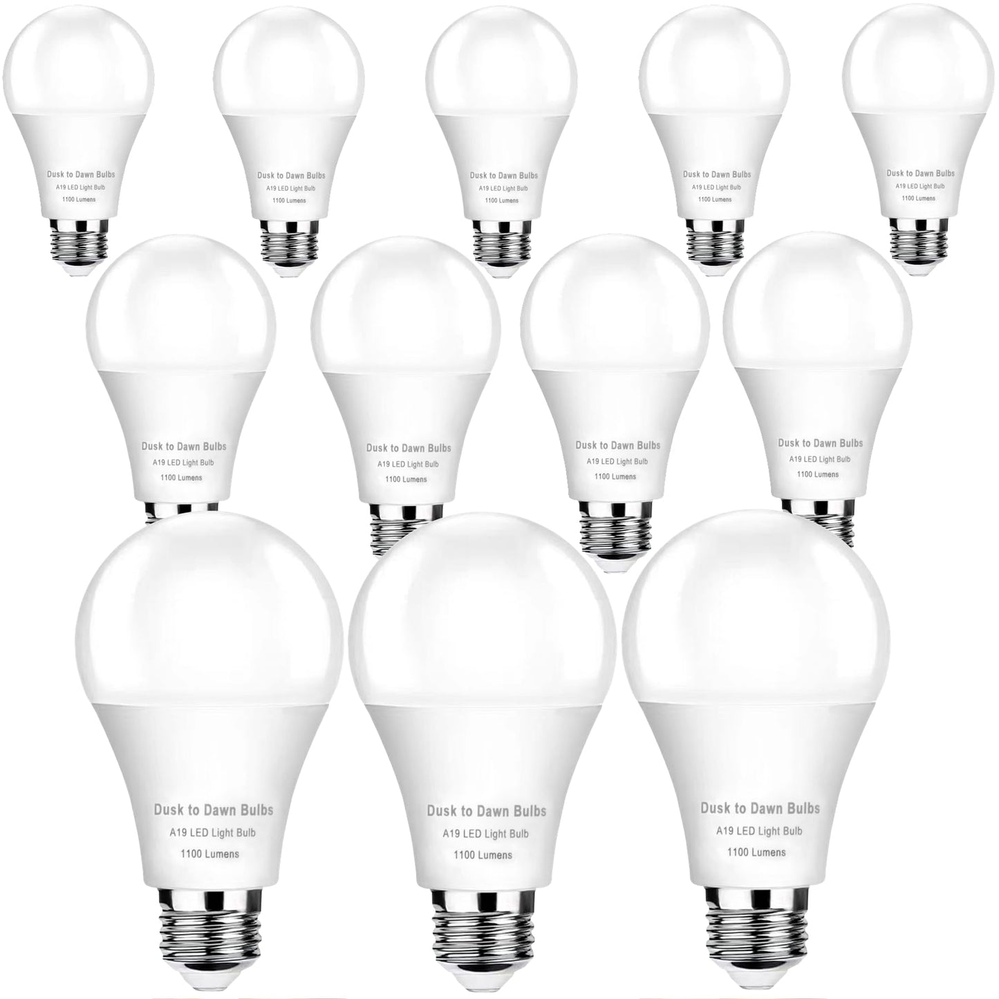4-Pack Dusk to Dawn LED Light Bulbs, 75W Equivalent, Daylight 5000K 1,100LM, Automatic On/Off Outdoor Light, E26 A19 10W Bright Porch Light Bulbs, for Indoor/Outdoor Yard Patio Garage Garden
