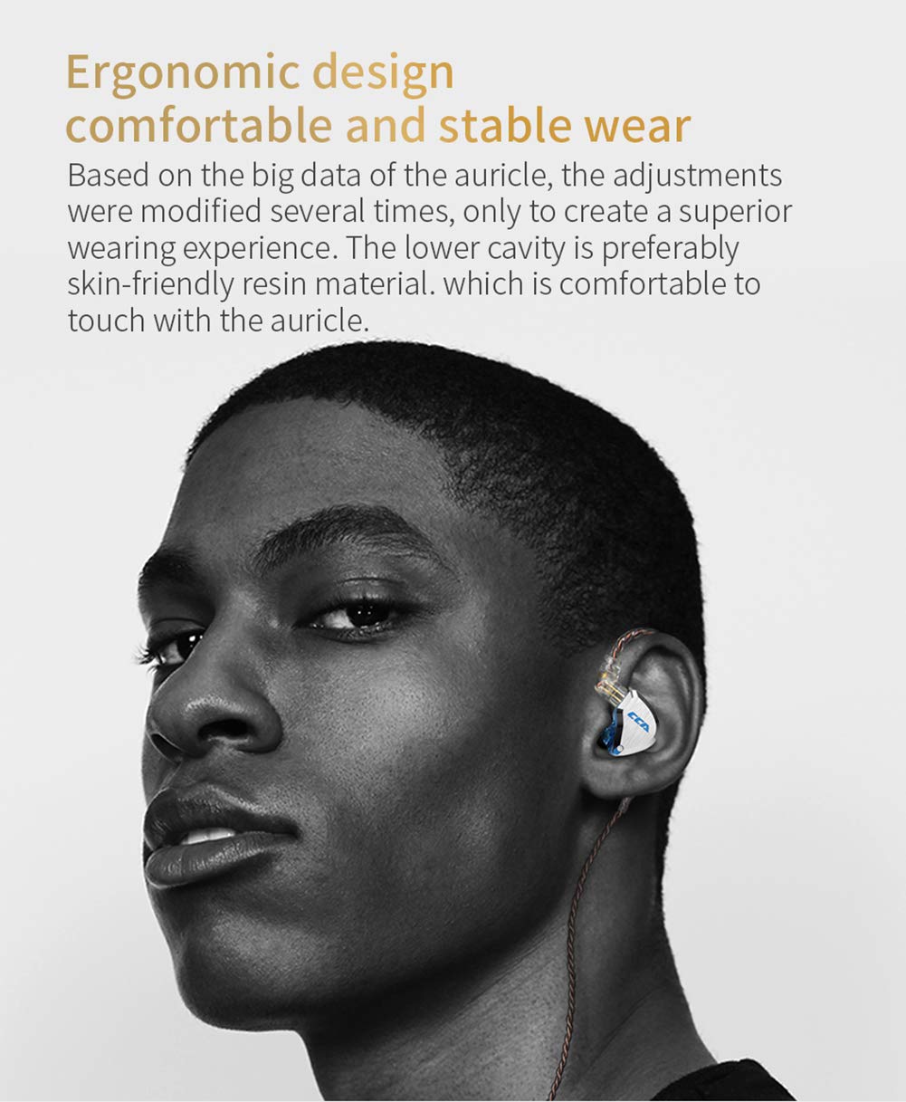 CCA C12 in-Ear Monitors, 5BA+1DD Hybrid HiFi Stereo Noise Isolating IEM Wired Earphones/Earbuds/Headphones with Detachable Tangle-Free Cable 2Pin for Musician Audiophile (with MIC, Amber Gold)