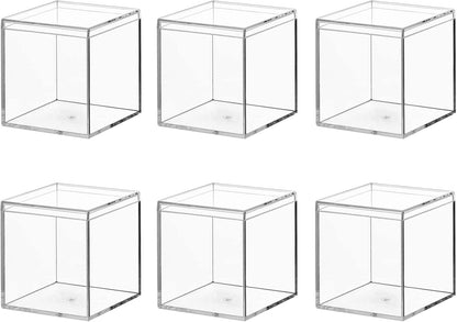 6 Packs Clear Acrylic Plastic Box with Lids, Small Square Containers for Candy, Pill, and Jewelry