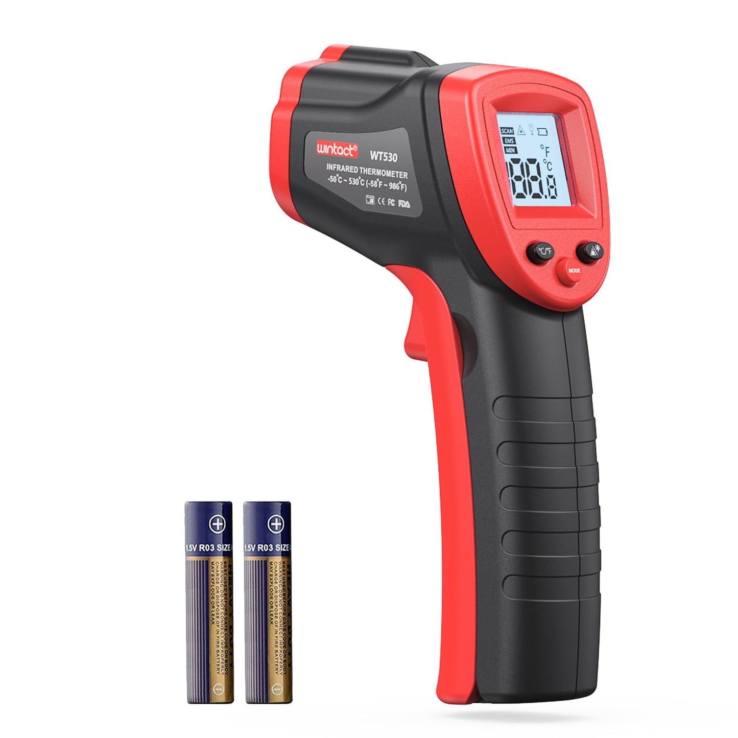 Wintact Infrared Thermometer Temperature Gun -58℉ to 986℉, Digital IR Heat Surface Temp Gun, Non-Contact Laser Thermal Gun for Cooking Food, BBQ, Pizza Oven, Grill, Griddle Accessories