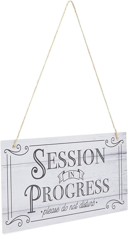 Stockroom Plus In Session Door Sign for Therapists - 5 x 10 in White PVC, 2 Pack Meeting In Progress & Quiet Please