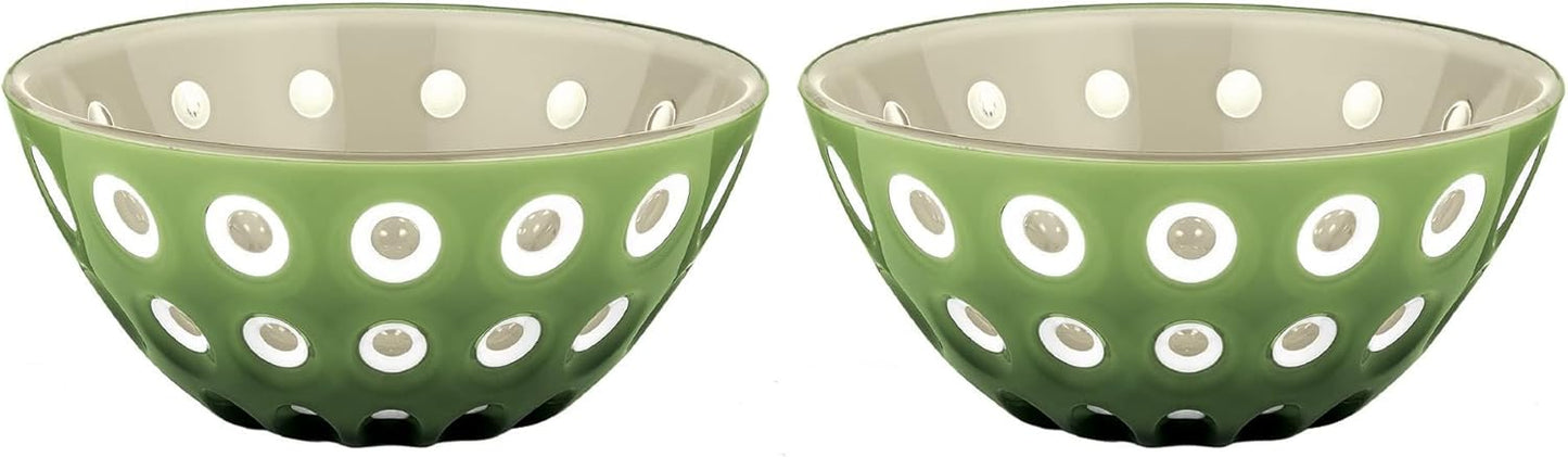 Le Murrine 4.7" Bowl Set of 2 - Moss Green & Sand, Chip Resistant & Unbreakable - Guzzini