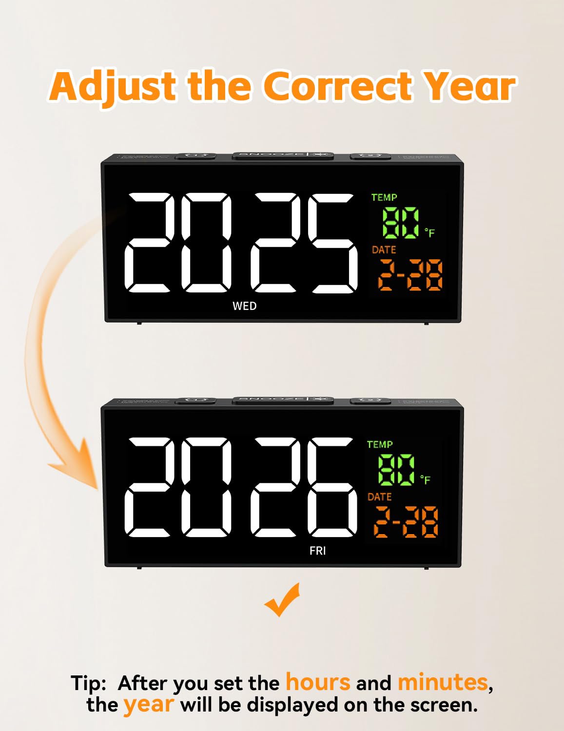 Netzu Alarm Clocks for Bedrooms, Digital Clock with Date Temperature and Weekday, Manual DST, Snooze, 2 Alarms, 4 Volumes for Living Room Home Bedside Desk (Black)