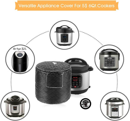 Air Fryer Cover for 6 Quart Instant Pot and Electric Pressure Cooker with Pocket, Dust-Proof Cover, Black