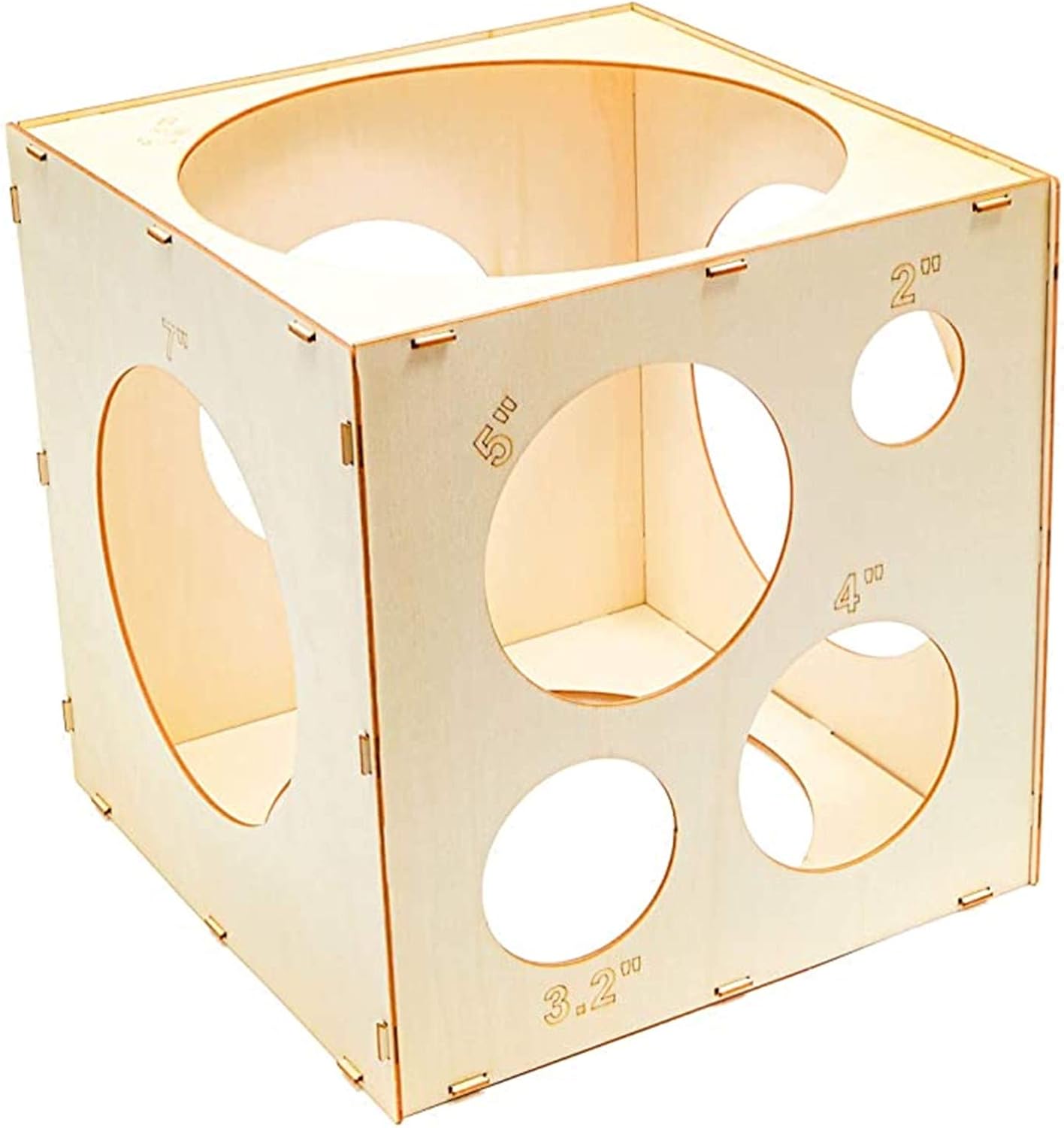 9 Holes Assemblable Wood Balloon Sizer Cube, DIY Tool for Party, Birthday & Wedding Decorations