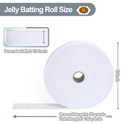 HexaHive 2 1/4 Inch Jelly Batting Roll Strips for Rugs Total 150 Yards, 3 Rolls Polyester Blend Batting on a Roll for Quilting, Throw Rugs, Fabric Tube Maker Needle Punched Maker Tool