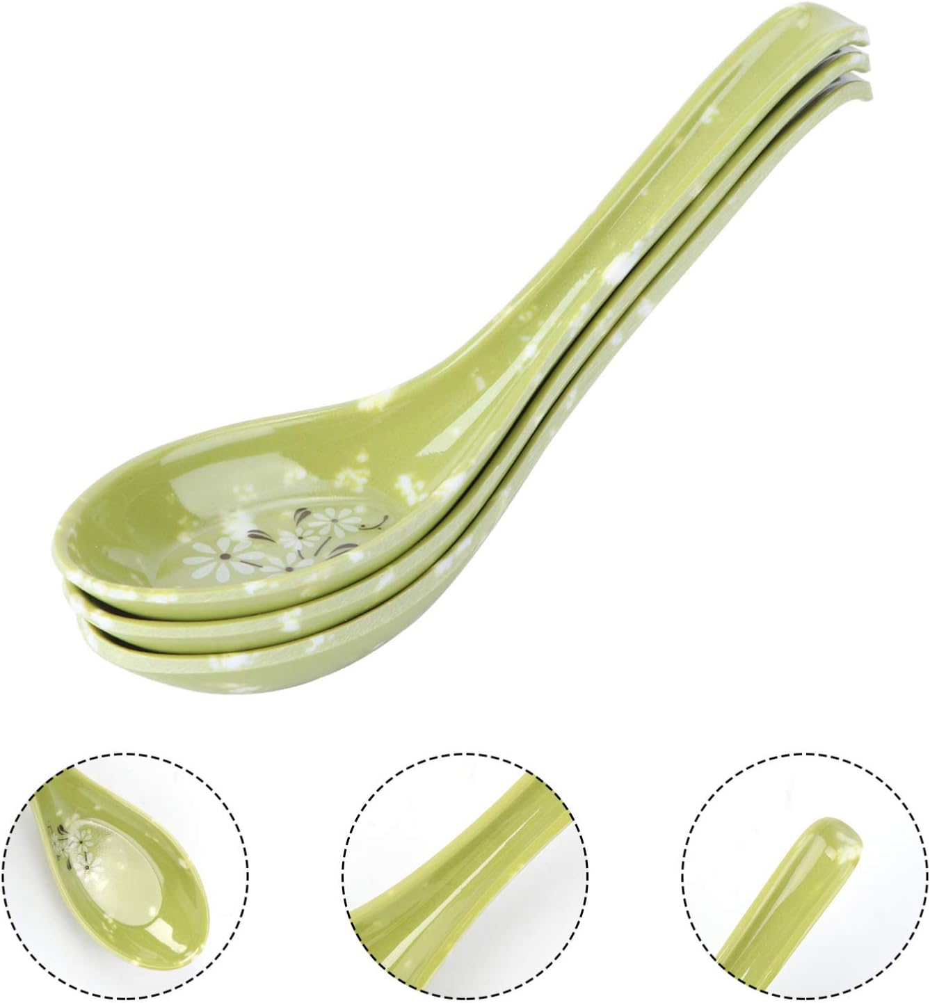 8pcs Melamine Soup Spoons for Chinese Asian Soup, Ramen, Noodle, Porridge Dinner