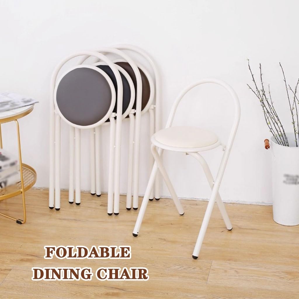 2-Pack Wrought Iron Durable Folding Chairs, Portable Party Event Chair, with Arch Handles(Black Color)