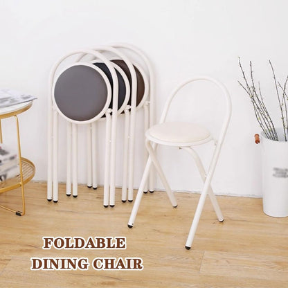 2-Pack Wrought Iron Durable Folding Chairs, Portable Party Event Chair, with Arch Handles(Black Color)