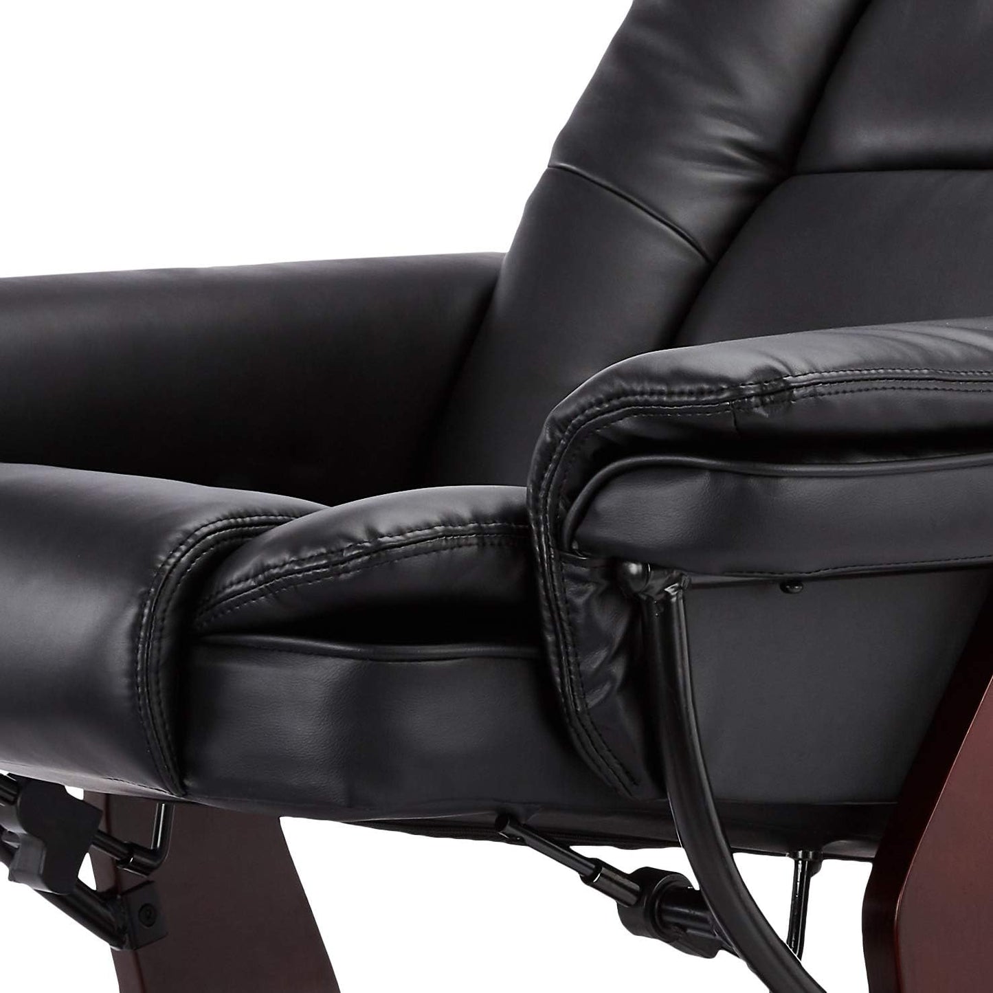 Argus Swivel Recliner with Ottoman, PU Leather & Wood Base Reclining Chair with Footrest, Ultra-Plush Double Foam for Living Room, Bedroom and Office, Set of 2