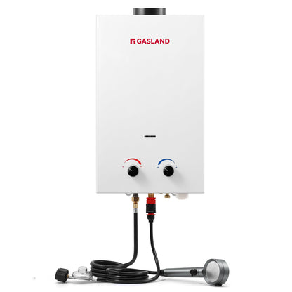 GASLAND BS318 Outdoor Propane Tankless Water Heater 3.18GPM, 12L Portable Hot Water Heater for Cabin, Barn, Camping, RV, Overheating Protection, Easy to Install, White