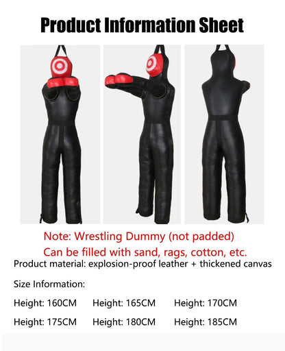 Hanging Grappling Dummy, Martial Arts Doll, MMA Wrestling Dummy, Durable Canvas Fabrics, Standing Sitting Laying Throwing, for Boxing Karate Training UNFILLED(160cm)