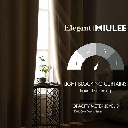 MIULEE Blackout Curtains for Bedroom Living Room, Thermal Insulated Room Darkening Grommet Top Drapery Set of 2