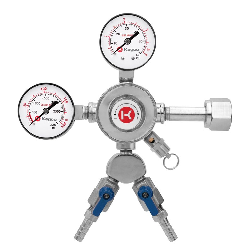 Kegco KC LH-542-2 Dual Product Premium Pro Series Dual Gauge Co2 Beer Regulator, Chrome