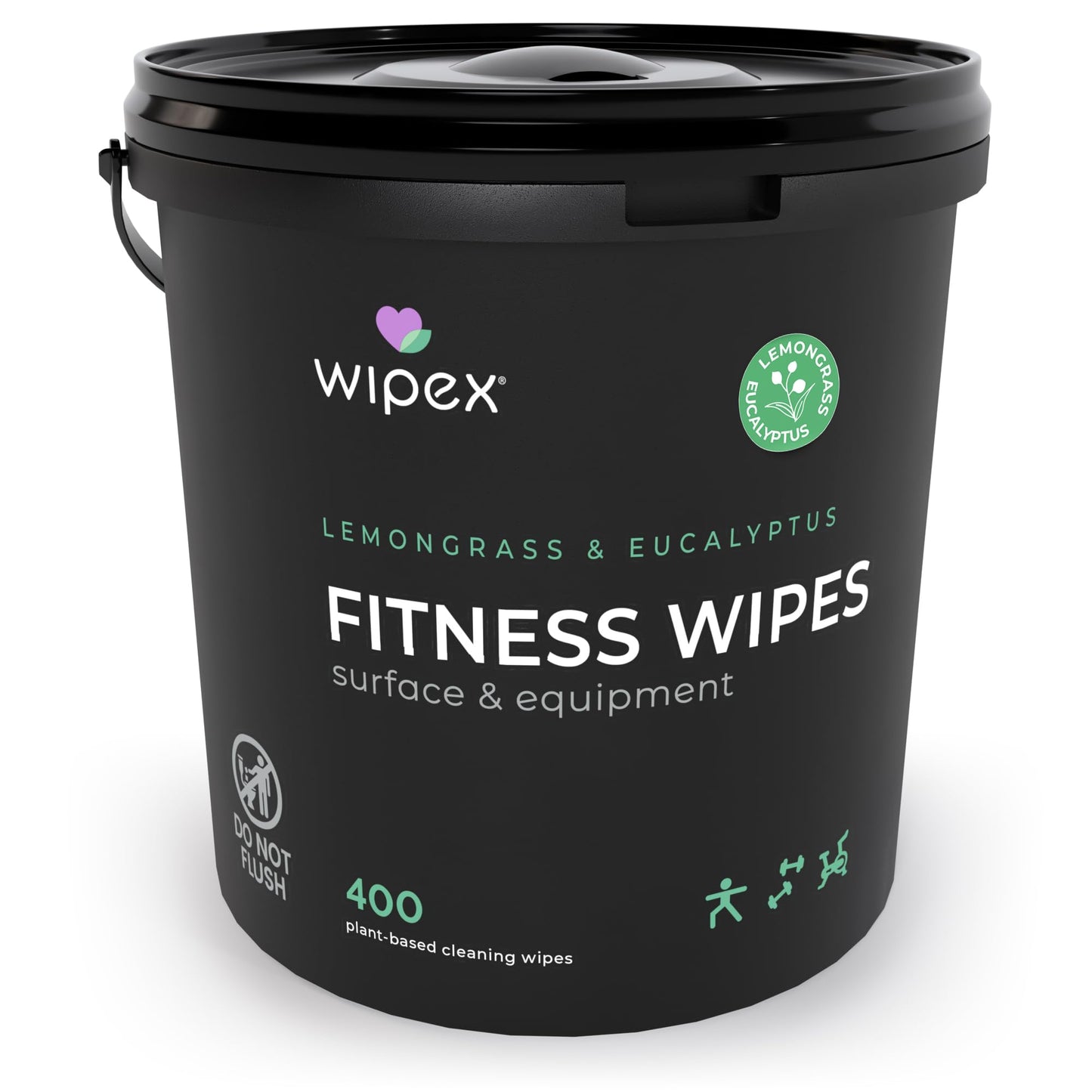 Wipex Yoga Mat Cleaner Wipes - Plant-Based Lemongrass, Eucalyptus & Vinegar Wipes for Gym & Fitness Equipment & All Purpose Gym Cleaning - Safe for Peloton Bikes & Treadmills - 400 Count