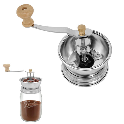 Coffee Grinder Lid for Mason Jar of Regular Mouth Manual Coffee Grinder for Home Use Stainless Steel Spice Grinder