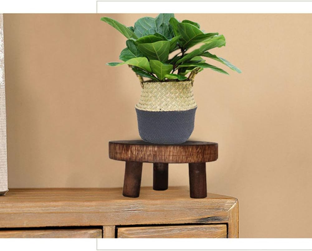 Mini Wooden Stool Flower Display Stand, Potted Plant Shelf Succulents Bonsai Rack, Vintage Wood Grain Garden Plant Pot