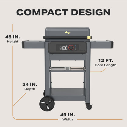 Current® Model G Griddle, Smart Electric Outdoor Flat Top BBQ Grill with 200°F to 600°F Range for Searing & Roasting, Digital Precision, Apartment-Friendly & Weather-Resistant, Moon Dust