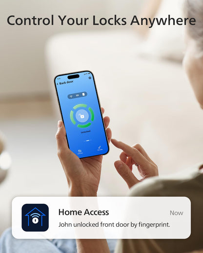 Philips Wi-Fi Smart Door Lock, Keyless Entry Door Lock with App Control,Fingerprint ID,Auto Lock,Keypad Deadbolt with Wi-Fi Bridge Adaptor,Smart Locks for Front Door-Matte Black