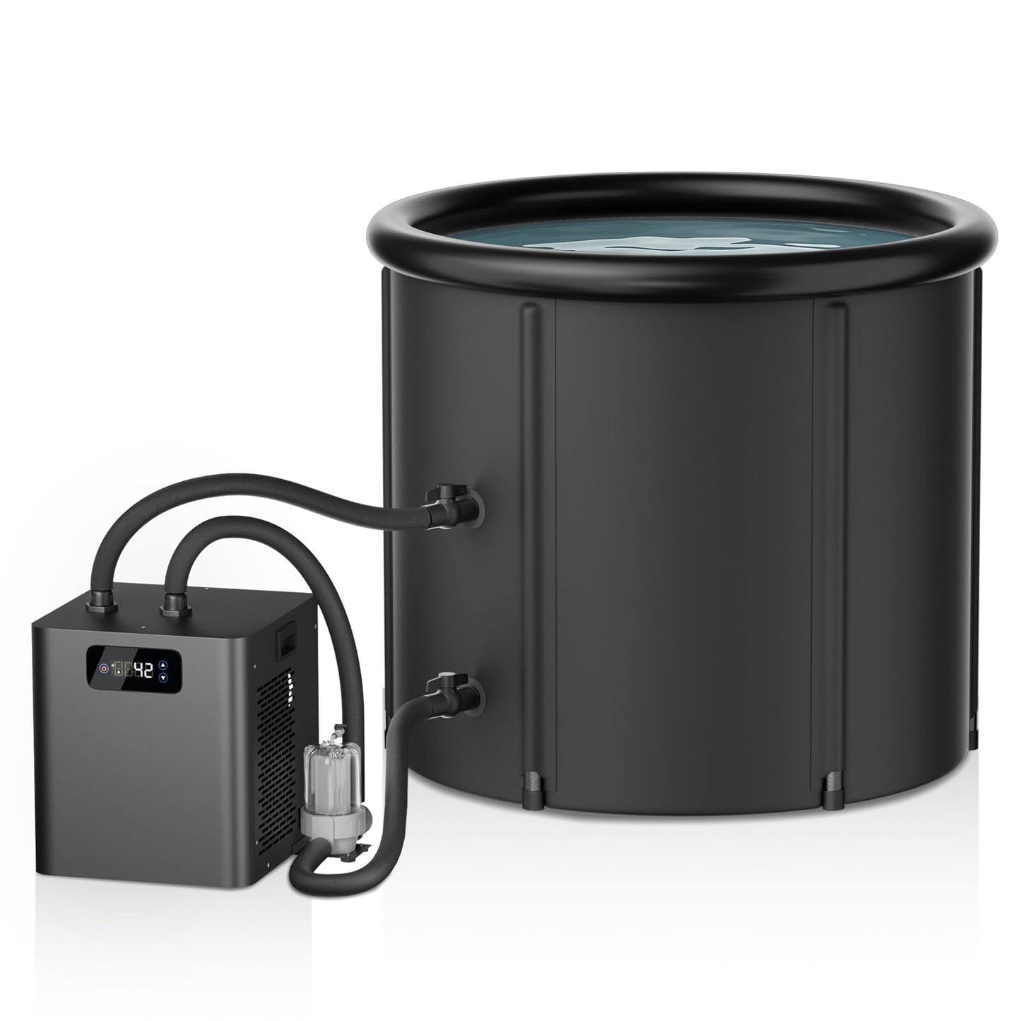 1/3 HP Cold Plunge Chiller & Ice Bath Tub Kit, Ice Bath Chiller with External Filter & Pump, 100Gal Ice Pod, Round Ice Plunge Tub, Cold Plunge Tub with Water Chiller for Cold Therapy
