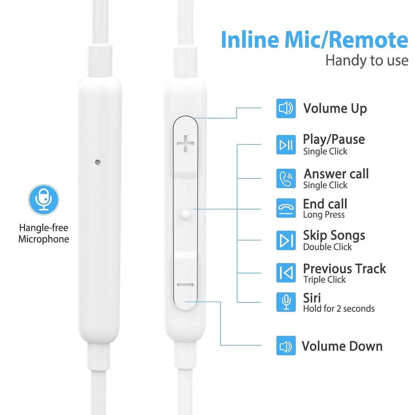 ADPROTECH Lightning Headphones Earphones Magnetic Earbuds in-Ear MFi Certified with Microphone Controller for Sports Workout Compatible with iPhone 15/14/13/12/11 (Pure White, Lightning)
