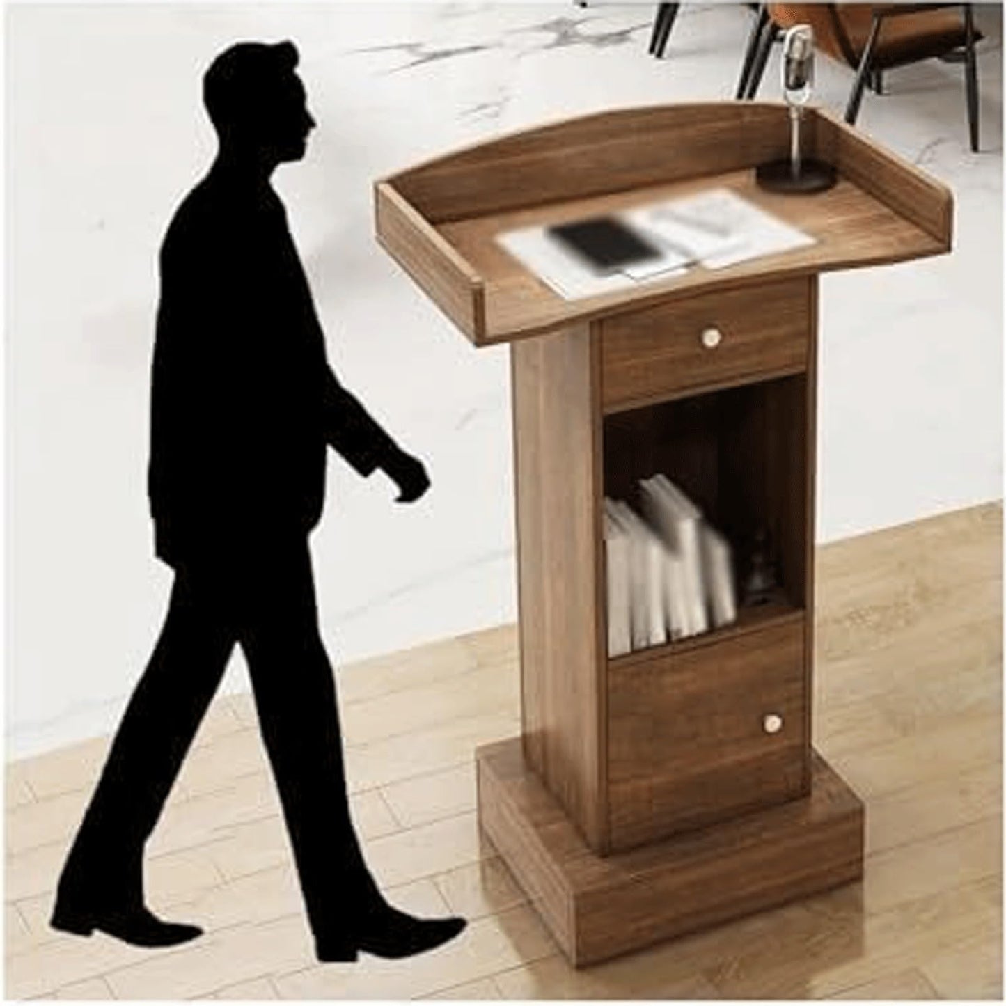 KrrNFYSG Classrooms Podium Stand Wooden Lectern for Churches Events Pulpit Desk Floor-Standing Hostess Stand Reception Presentations Table