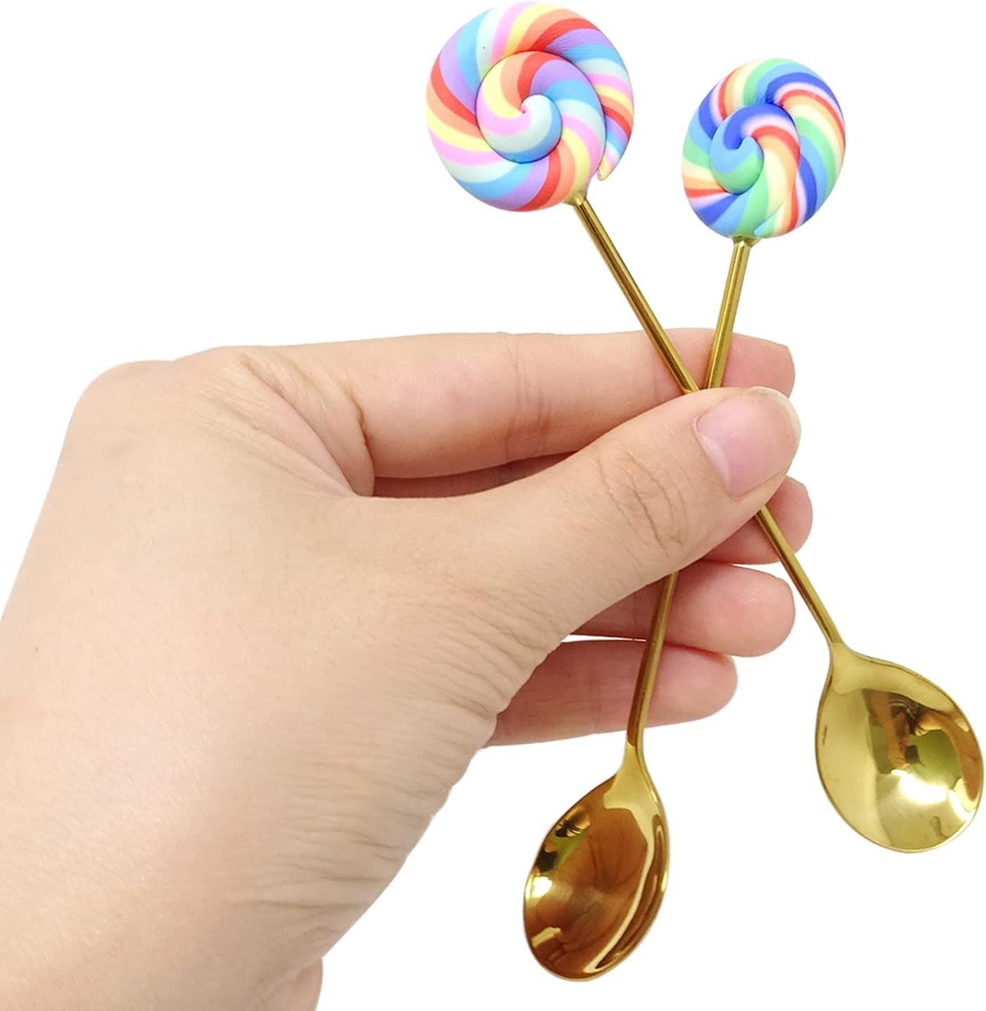 Honbay 4PCS Creative Lollipop Stainless Steel Spoon, Coffee Spoon, Dessert Spoon, Ice Cream Spoon, Sugar Spoon for