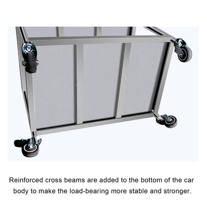GenSDH Outdoor Stainless Steel Cart with Wheelsfood Cart Rolling Cart Utility Cart with 360° Silent Wheels and A Drawerfor,Style 1-66 * 44 * 86Cm