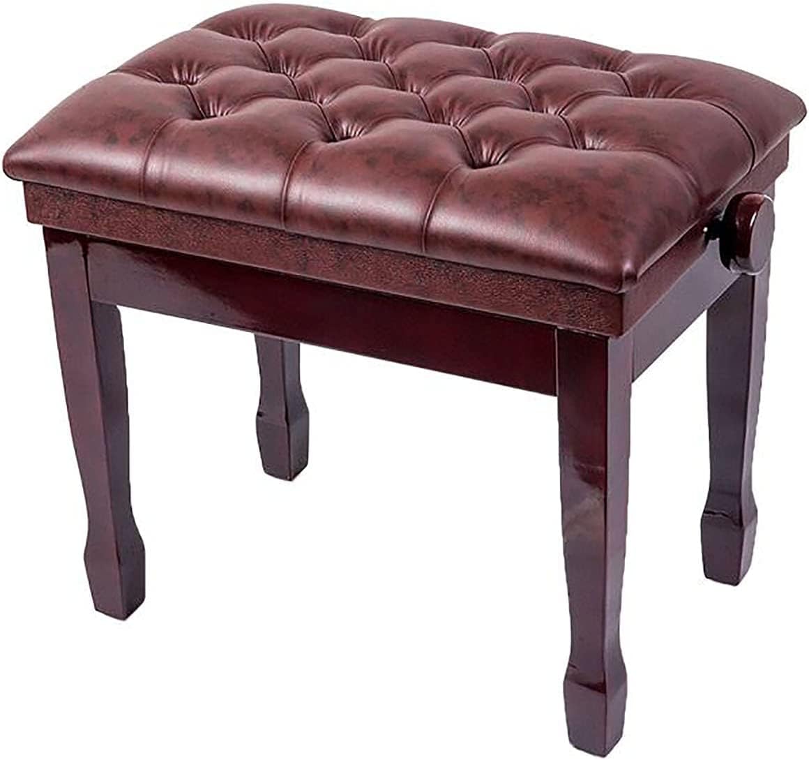 ZHOUYANB Piano Stool Dressing Table Bench with Storage Compartment Genuine Leather Keyboard 10cm Height Adjustable 58 X 41 48-58cm (Mahogany One Size)