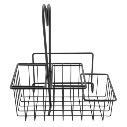 G.E.T. 4-31698 Black Metal Three Compartment Condiment Caddy with Menu Iron Powder Coated Table Caddies Collection