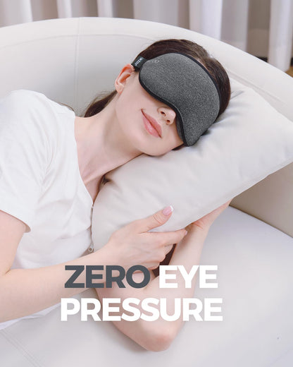 MZOO Luxury Sleep Eye Mask for Side Sleeper Men Women, Zero Eye Pressure 3D Sleeping Mask, Light Blocking Patented Design Night Blindfold, Soft Eye Shade Cover for Travel, Black