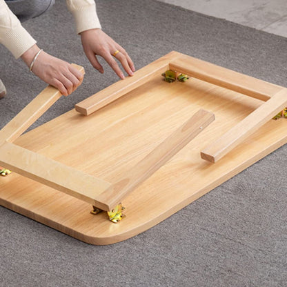MHJKHG Foldable Wooden Table Living Room Coffee Table Foldable Coffee Table Children's Game Table Laptop Table，Wood Color 60x40x27cm