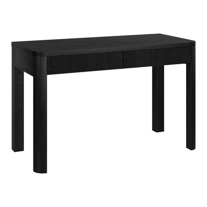 Henn&Hart 48" Fluted Modern Rectangular Wooden Home Office Desk Computer Desk Writing Table with 2 Ribbed Storage Drawers for Bedroom, Living Room, or Home Office, Natural Black