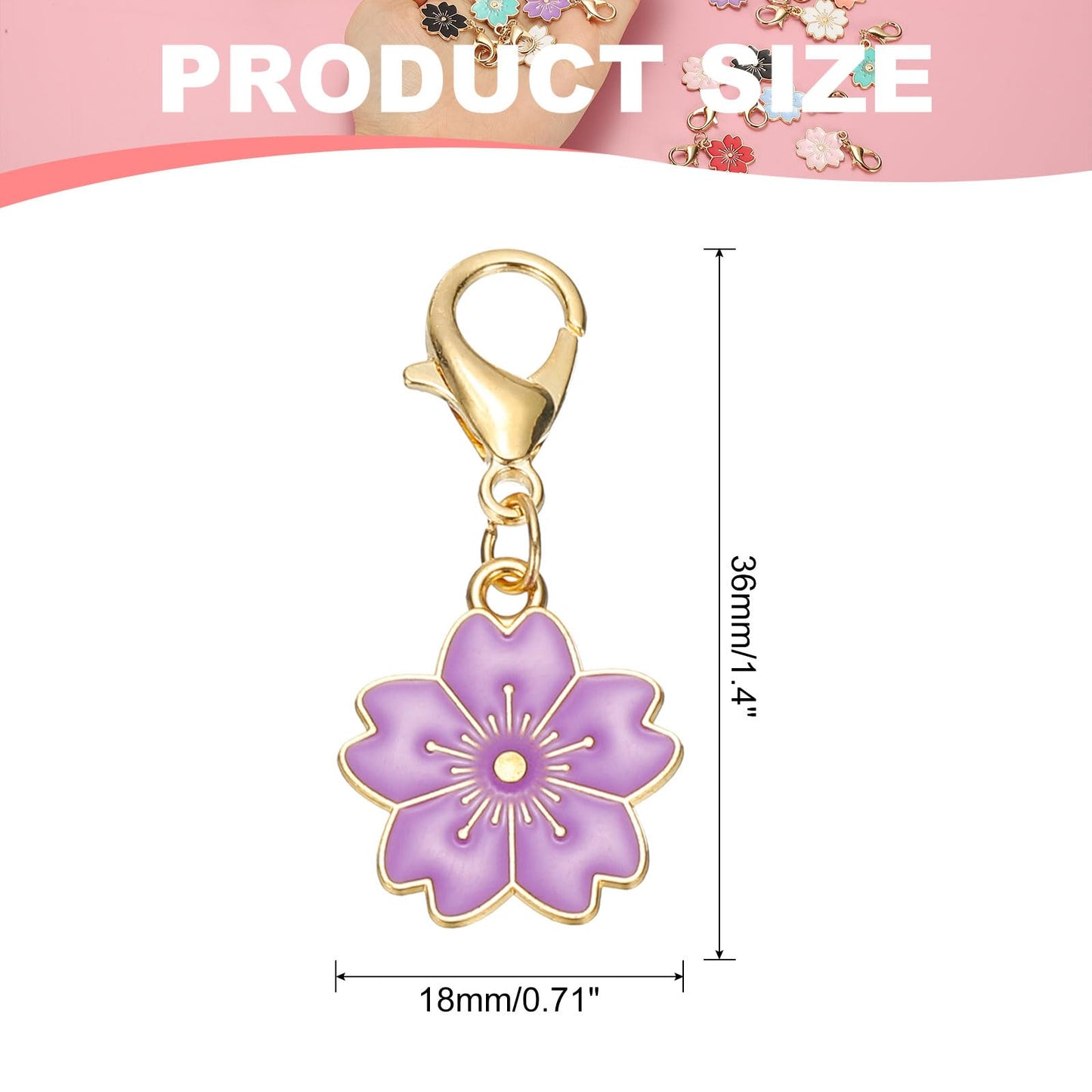PATIKIL Flower Crochet Stitch Markers, 50 Pack 1.4" Metal Knitting Markers Cherry Blossom Removable Lobster Clasp Charm Locking Cute Stitch Marker for Sewing Crocheting DIY Craft, Purple