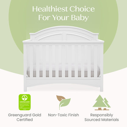 Delta Children Perry 6-in-1 Convertible Crib - Greenguard Gold Certified, Bianca White