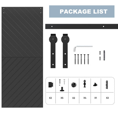 JUBEST 36 in. x 84 in. Sliding Barn Door Modern Door with 6FT Hardware Kit Icluded, Hollow-core Chevron Interior Doors with PVC Covered, Waterproof Surface, Easy to Install, Black