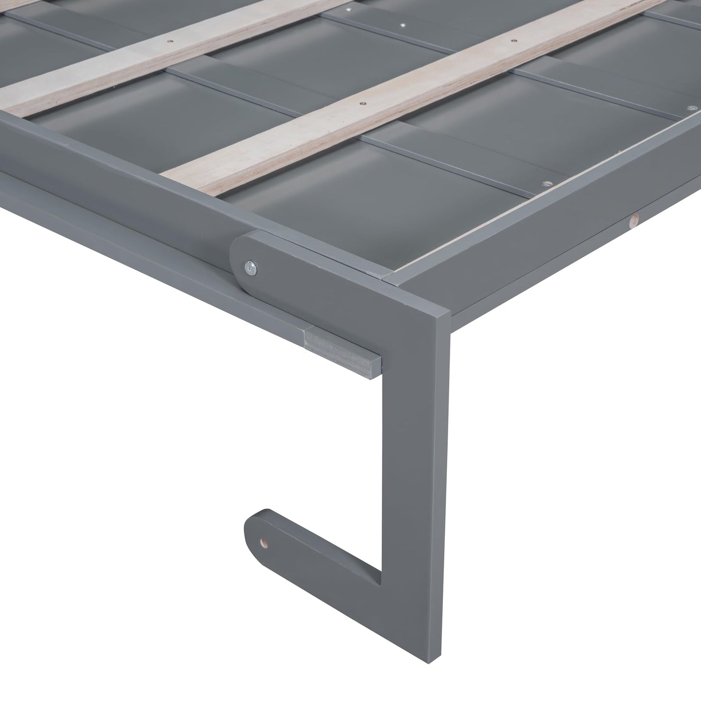 Merax Queen Size Murphy Bed Frame, Modern Wall Bed Can Be Folded into Cabinet, Chair with Cushion, Gray