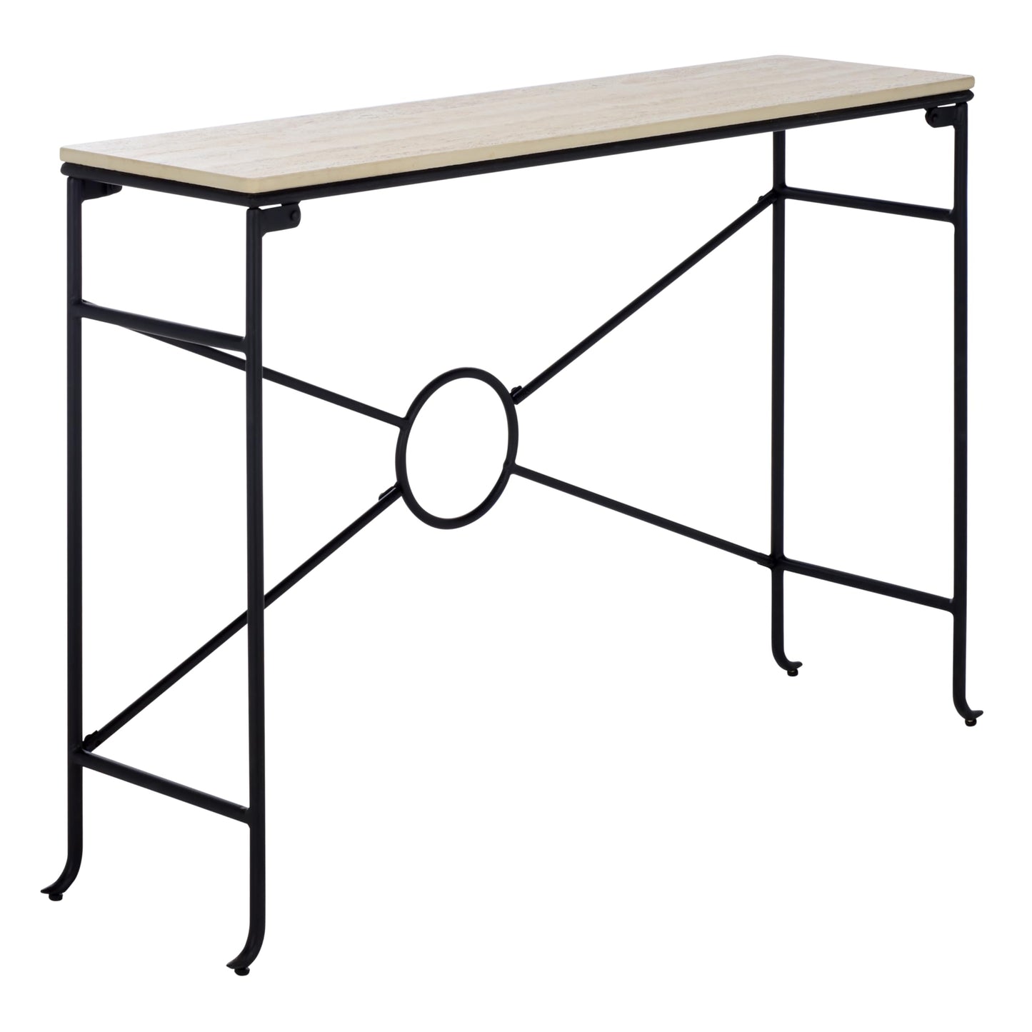 SAFAVIEH Home Collection - Lenin Console Table, Beige Ceramic Top with Black Metal Frame (CNS3706A)